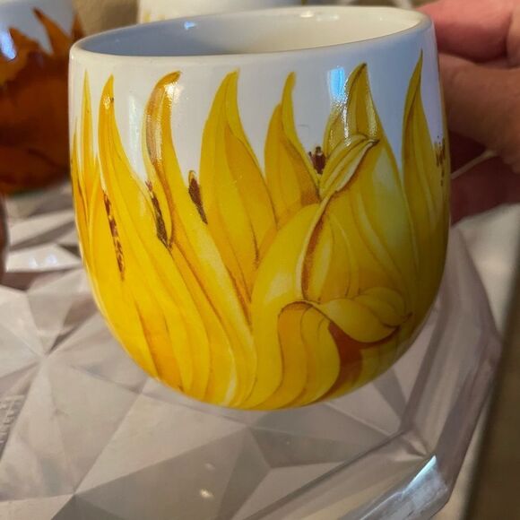 Konitz Sunflower and Orange Poppy Ceramic Mugs set of 4 - Picture 5 of 16